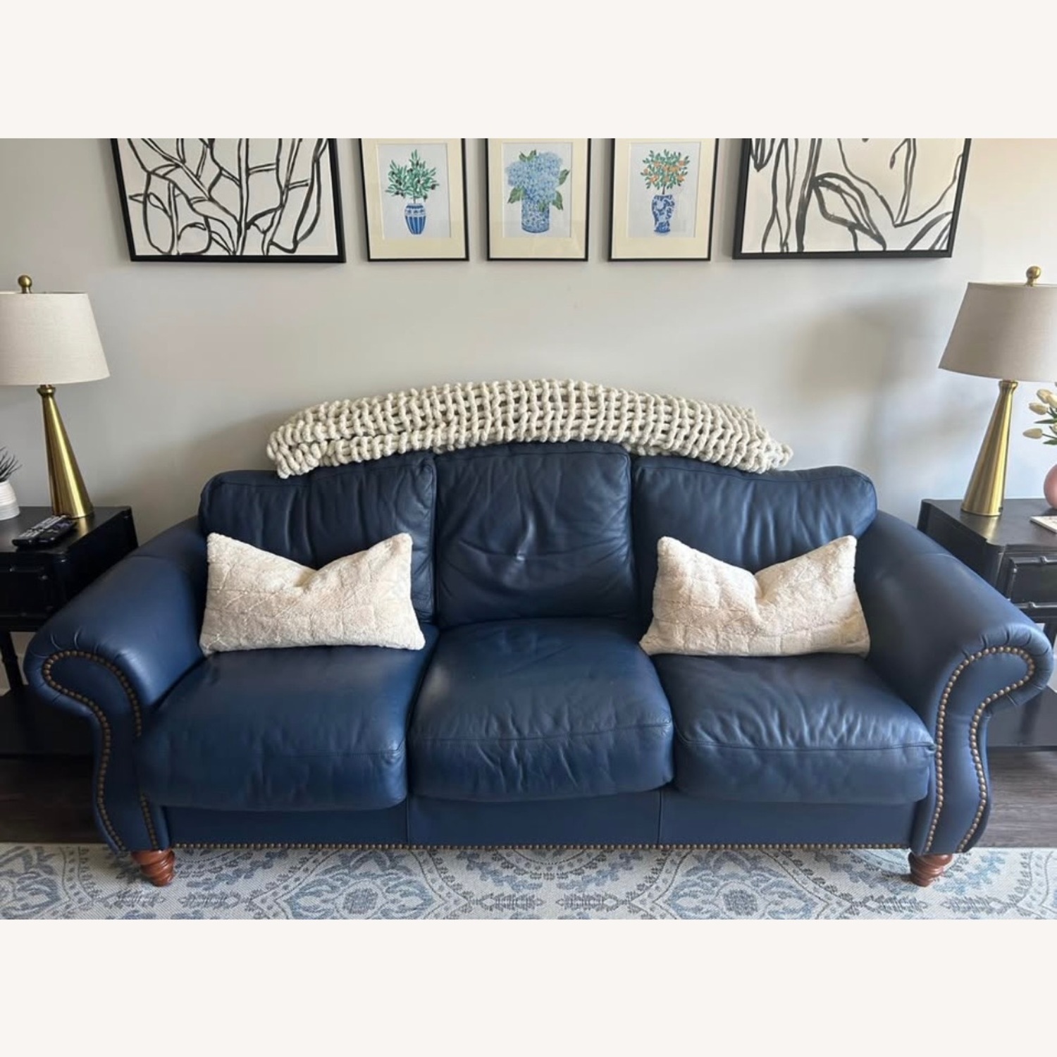 Blue Leather Couch - image-1