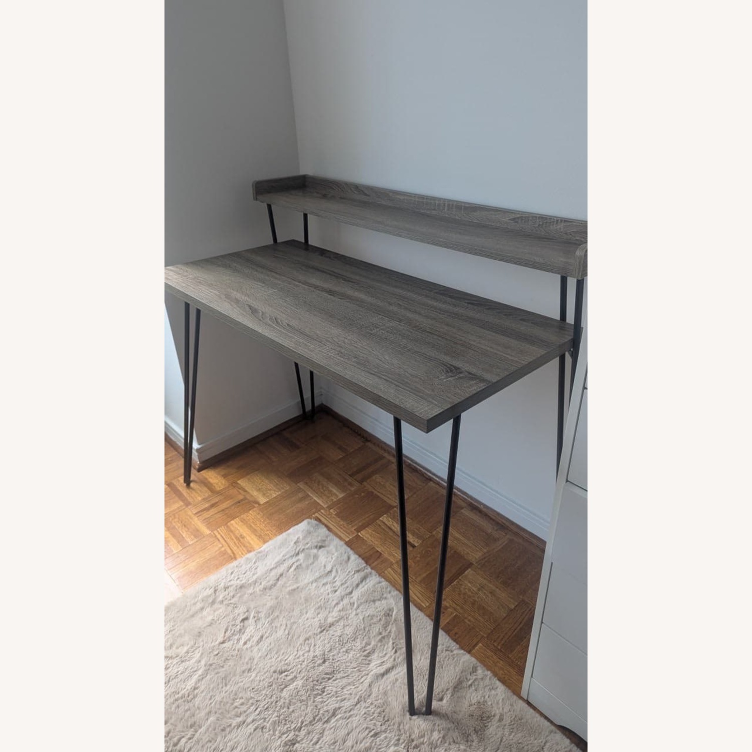 Haven Two Tier Retro Desk in Distressed Grey Oak - image-3