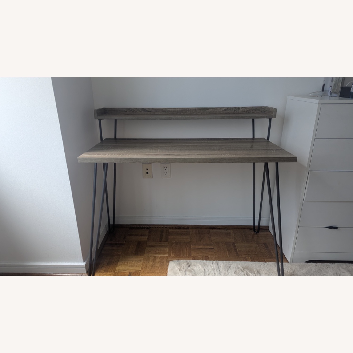 Haven Two Tier Retro Desk in Distressed Grey Oak - image-2