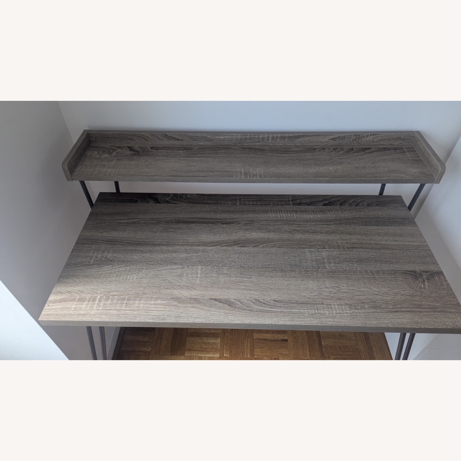 Haven Two Tier Retro Desk in Distressed Grey Oak - image-4