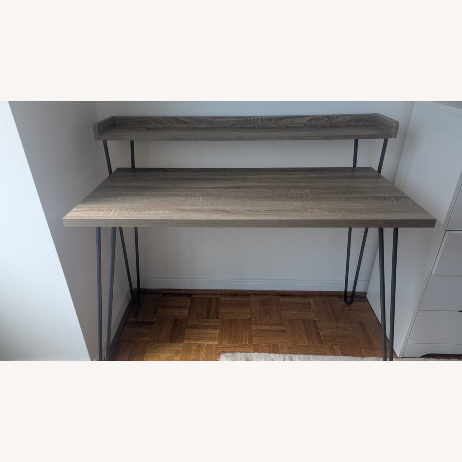 Haven Two Tier Retro Desk in Distressed Grey Oak - image-1