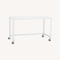 CB2 Go-Cart White Metal Desk on Wheels