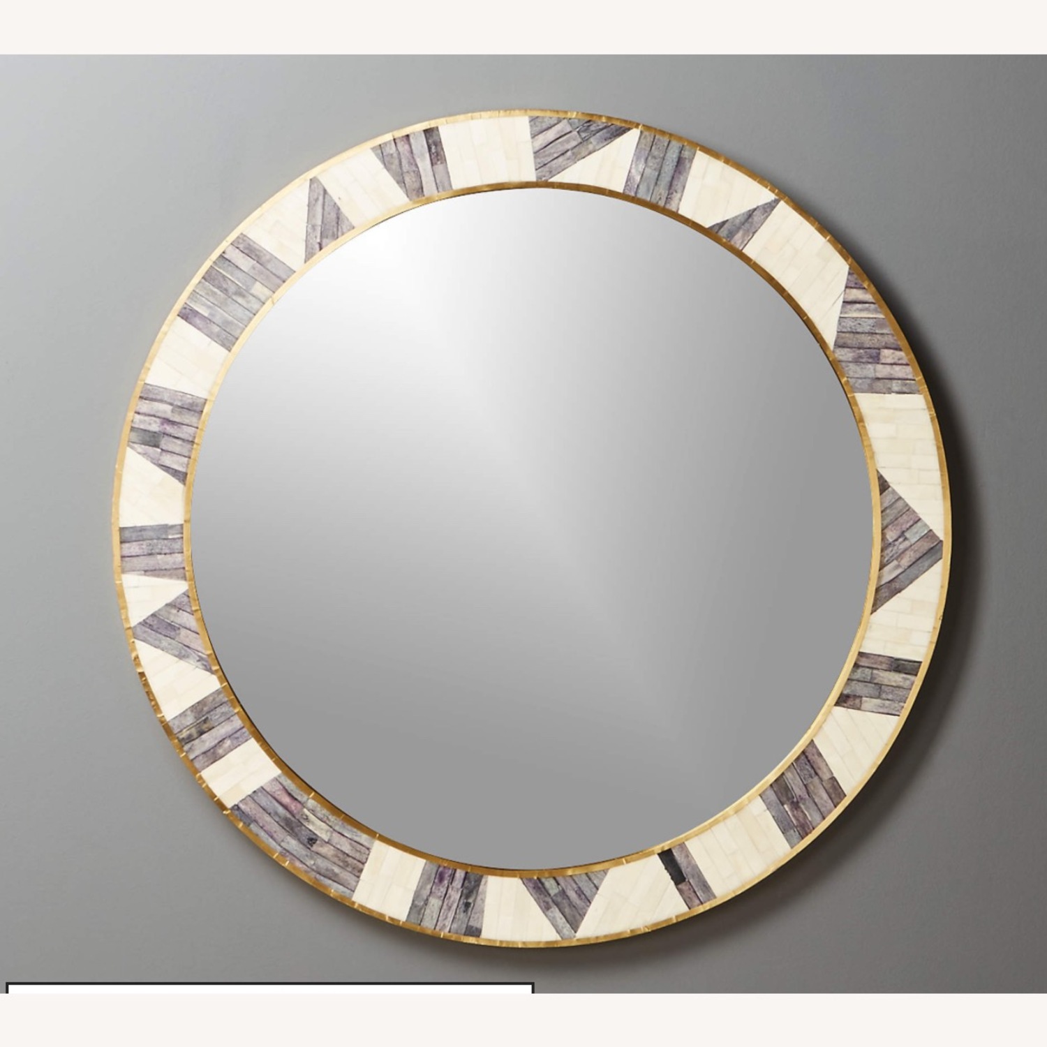 CB2 Grace Bone Inlay Round Wall Mirror 32" - image-1