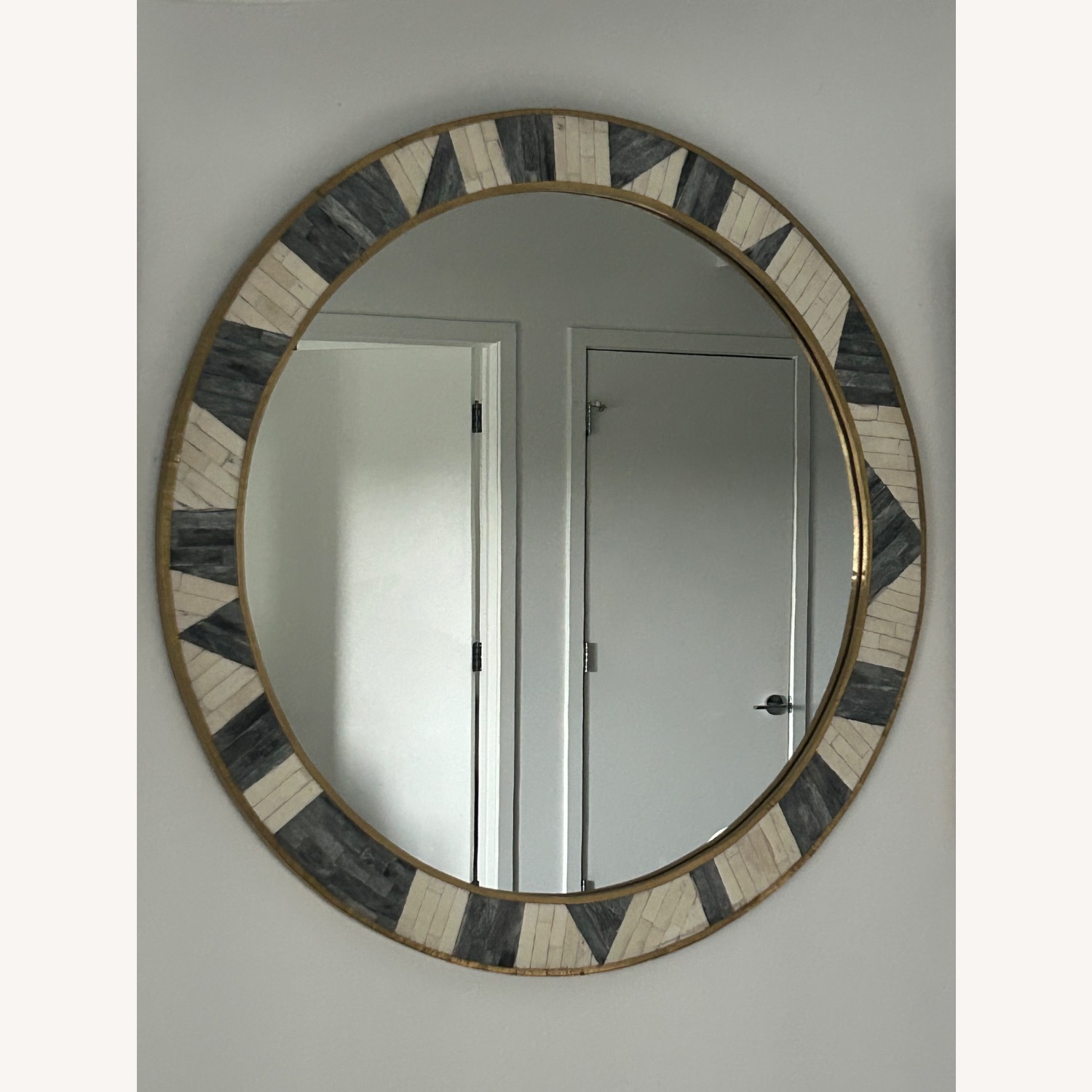 CB2 Grace Bone Inlay Round Wall Mirror 32" - image-2