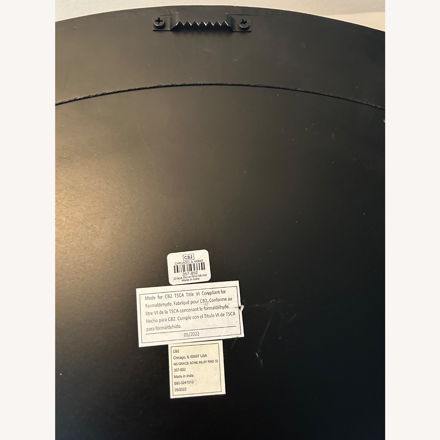 CB2 Grace Bone Inlay Round Wall Mirror 32" - image-3