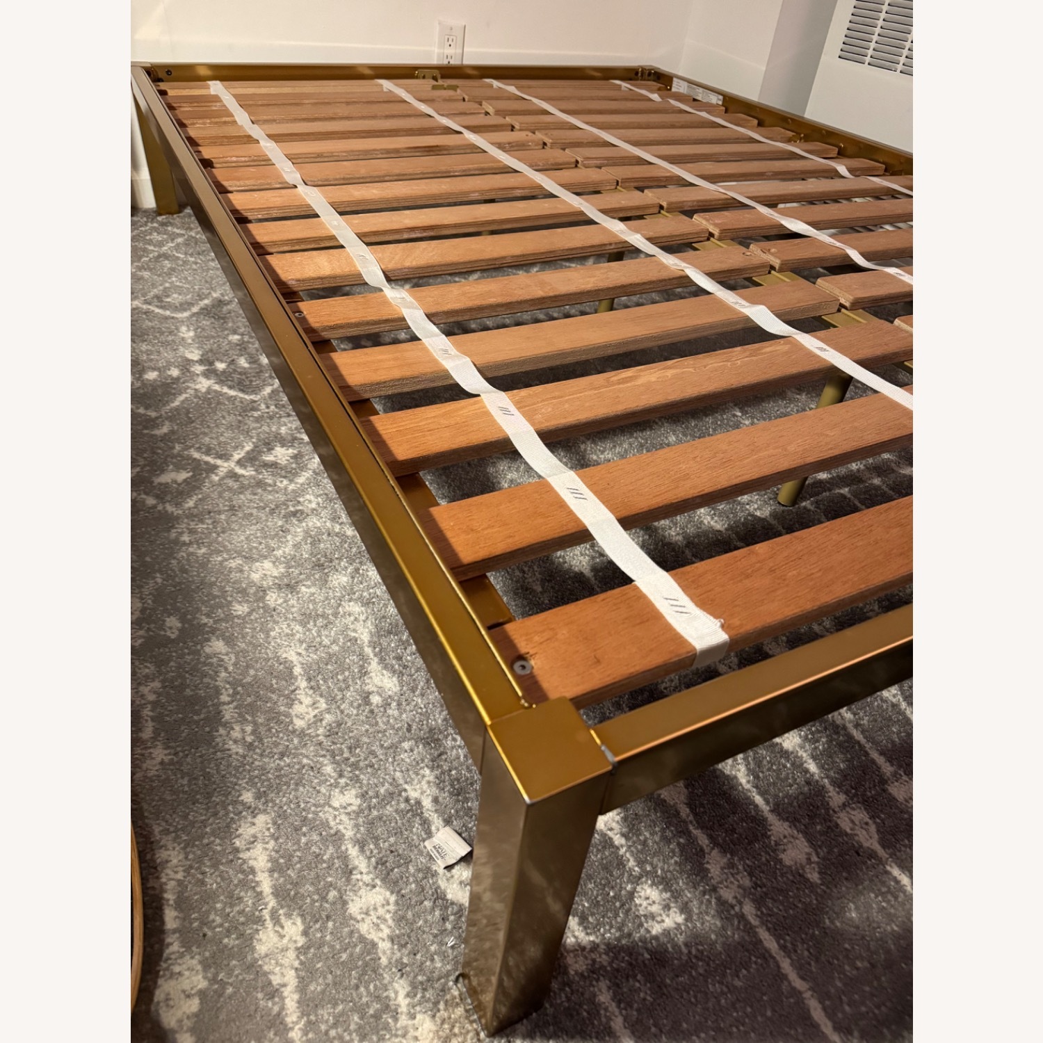 West Elm Box Frame Bed Full Antique Brass - image-4