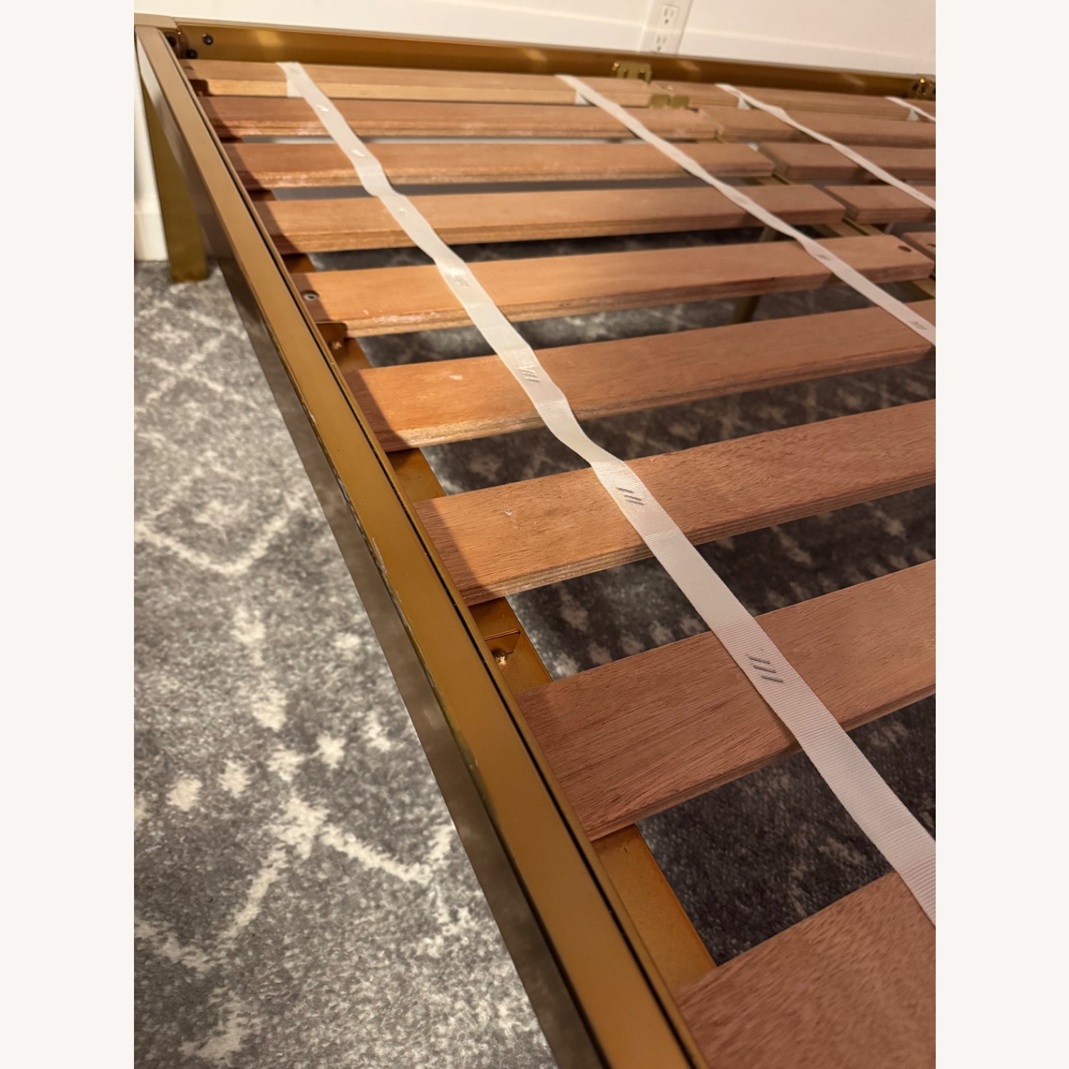 West Elm Box Frame Bed Full Antique Brass - image-3