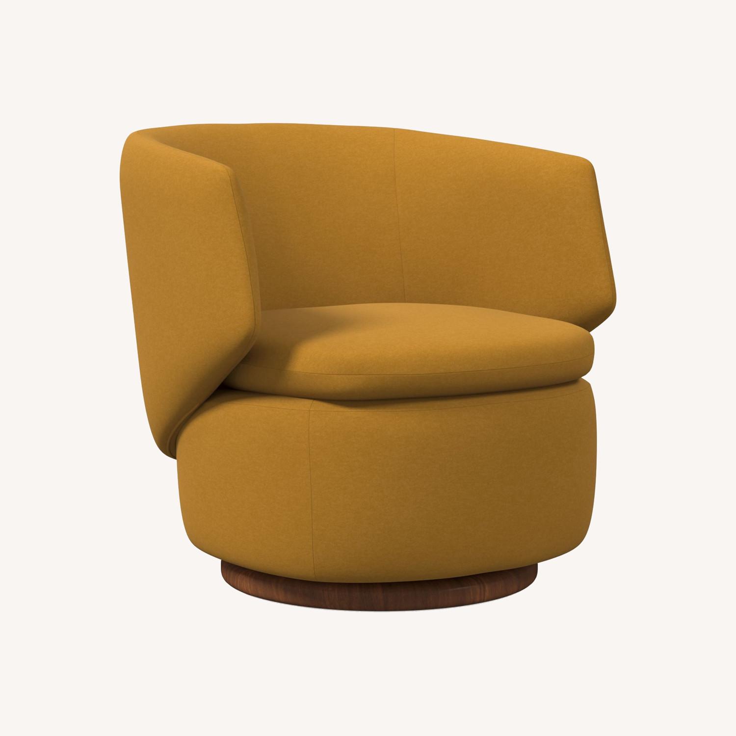 West Elm Crescent Yellow Swivel Chair - image-0