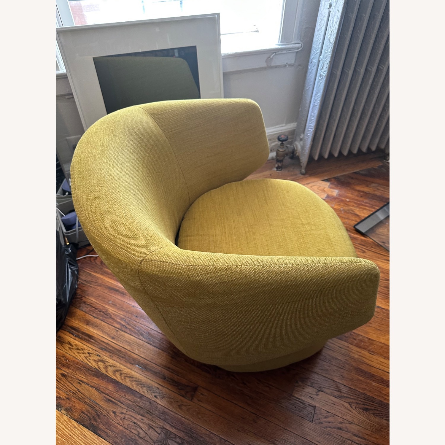 West Elm Crescent Yellow Swivel Chair - image-3