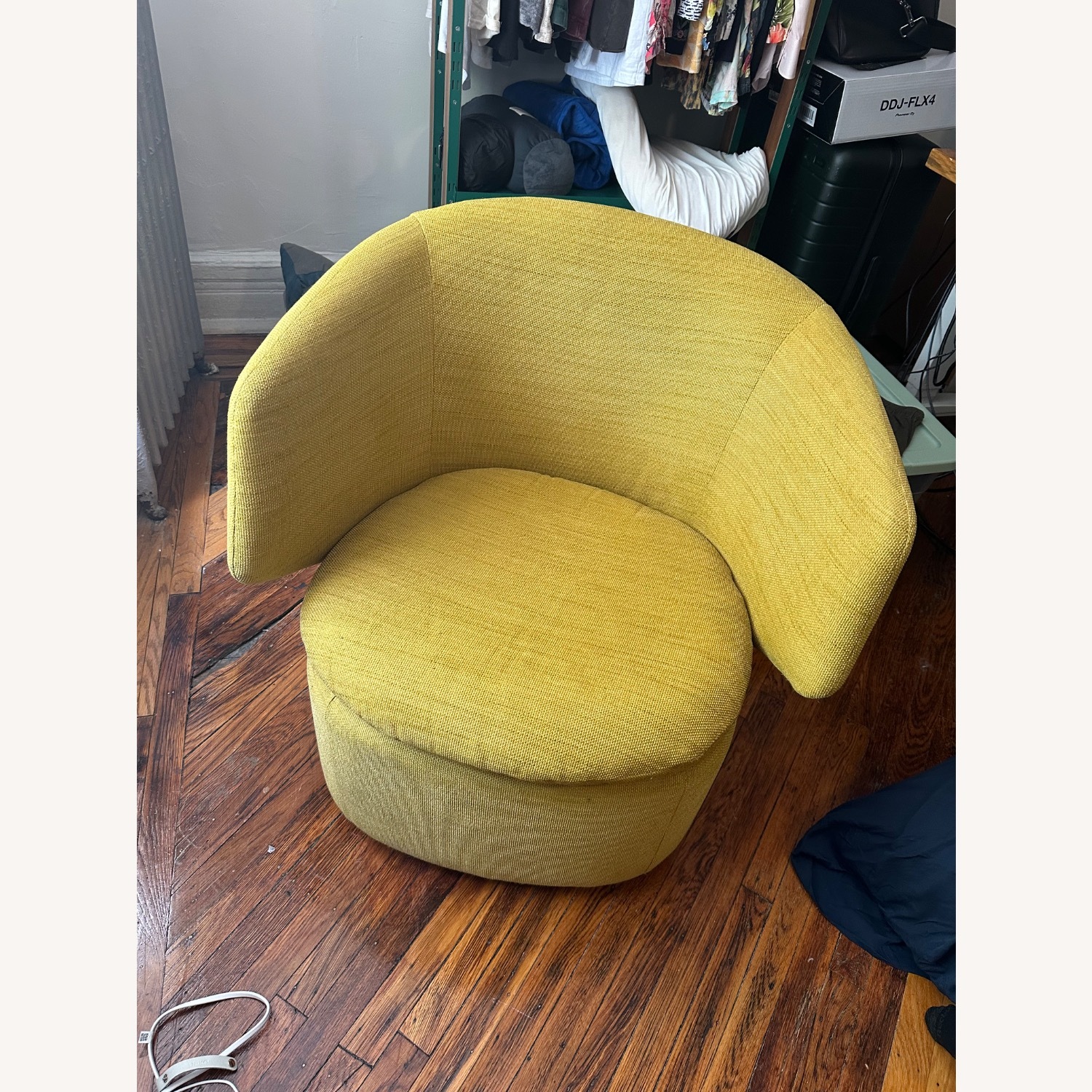 West Elm Crescent Yellow Swivel Chair - image-2