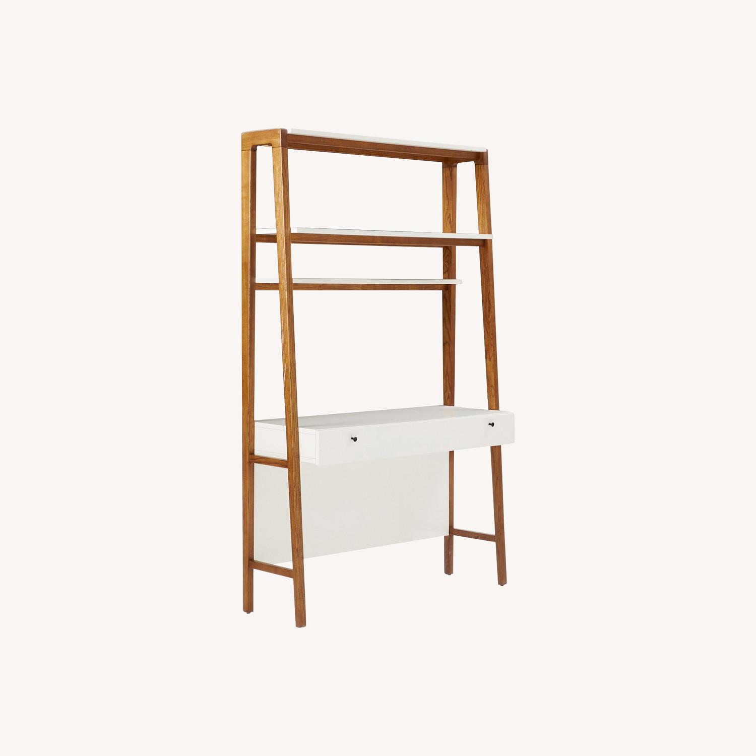 West Elm Modern Wall Desk, Pecan/White - image-0