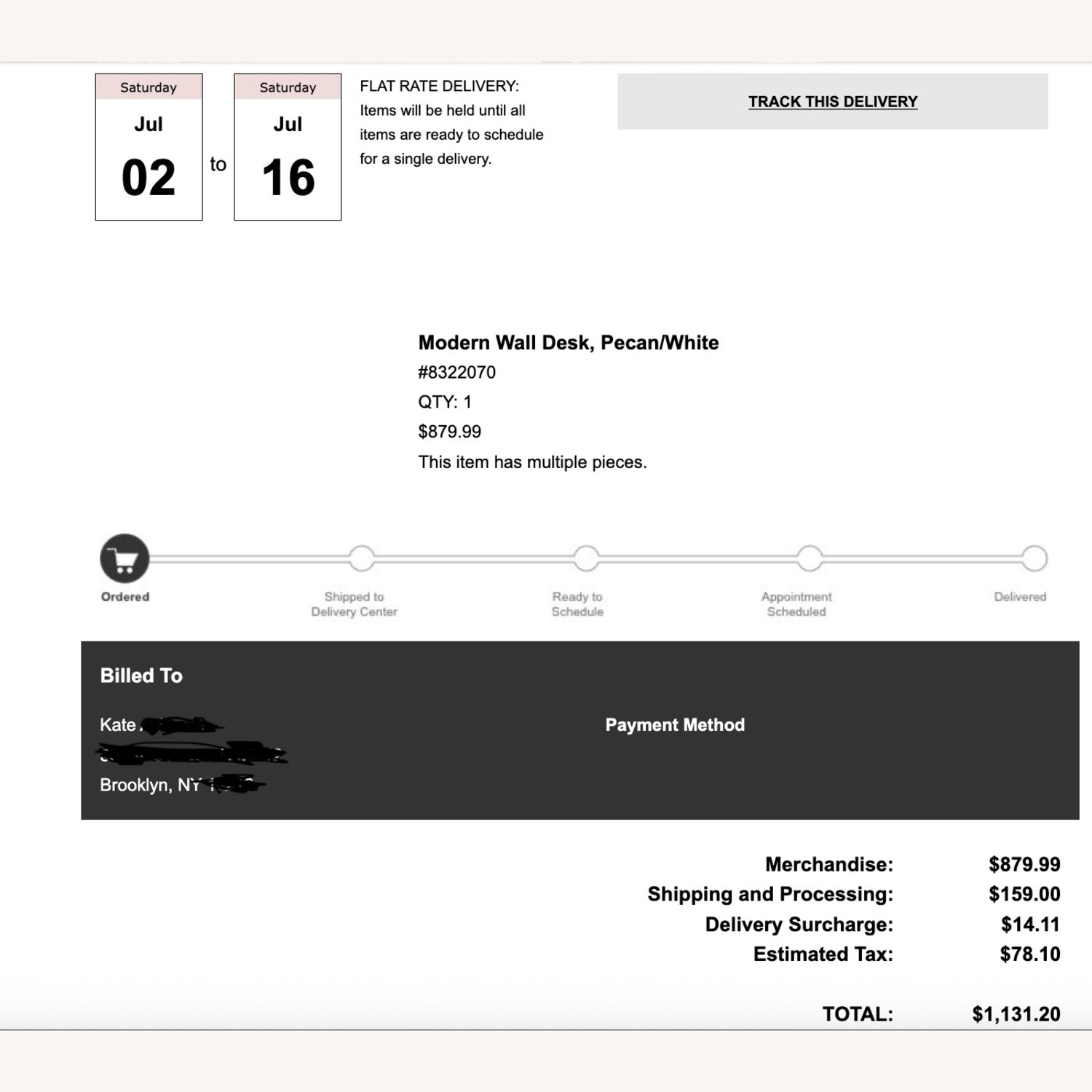 West Elm Modern Wall Desk, Pecan/White - image-7