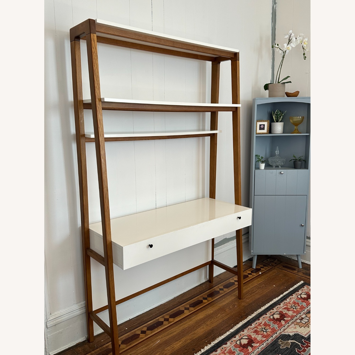 West Elm Modern Wall Desk, Pecan/White - image-1