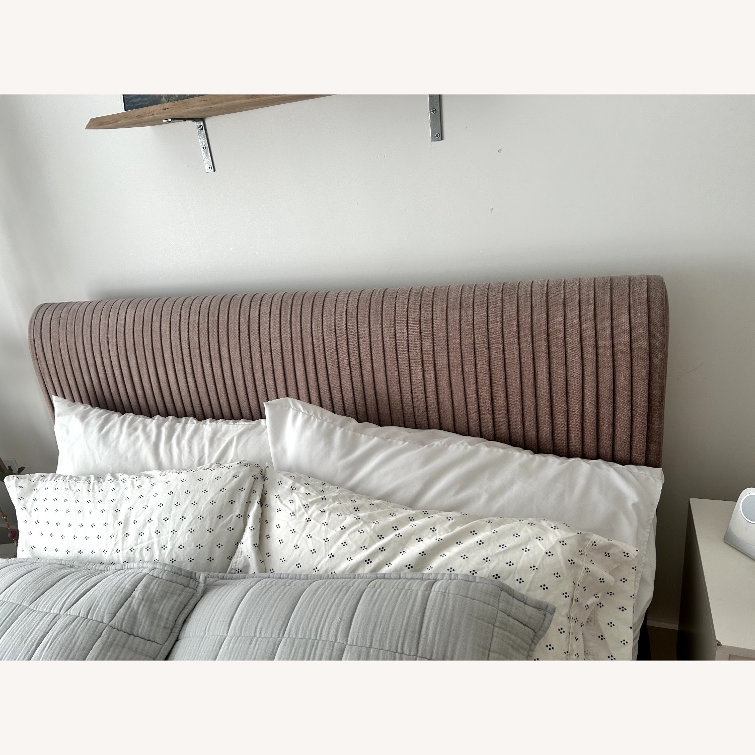 West Elm Pleated Velvet Queen Bed Frame - image-2