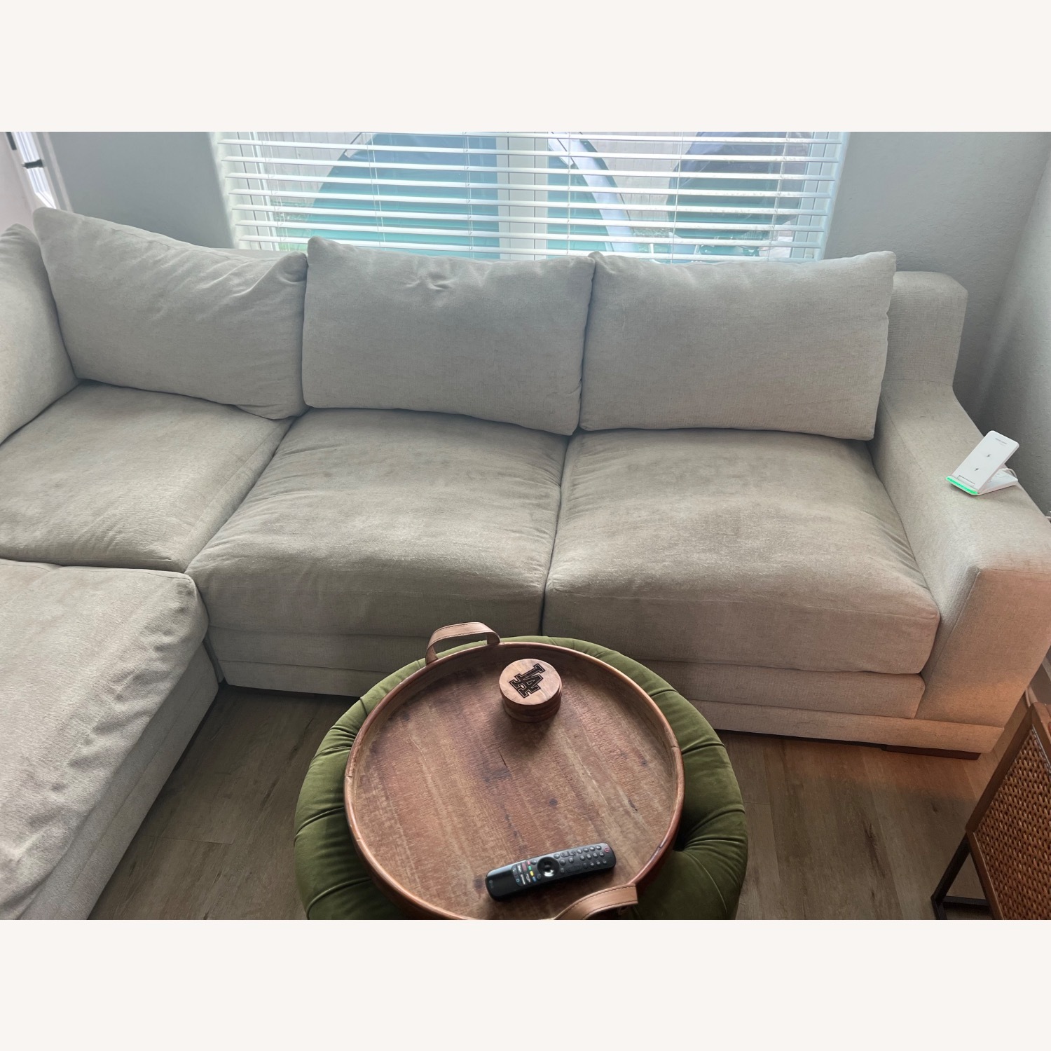  Living Spaces 4 Piece Sectional with Cuddler Seat - image-6