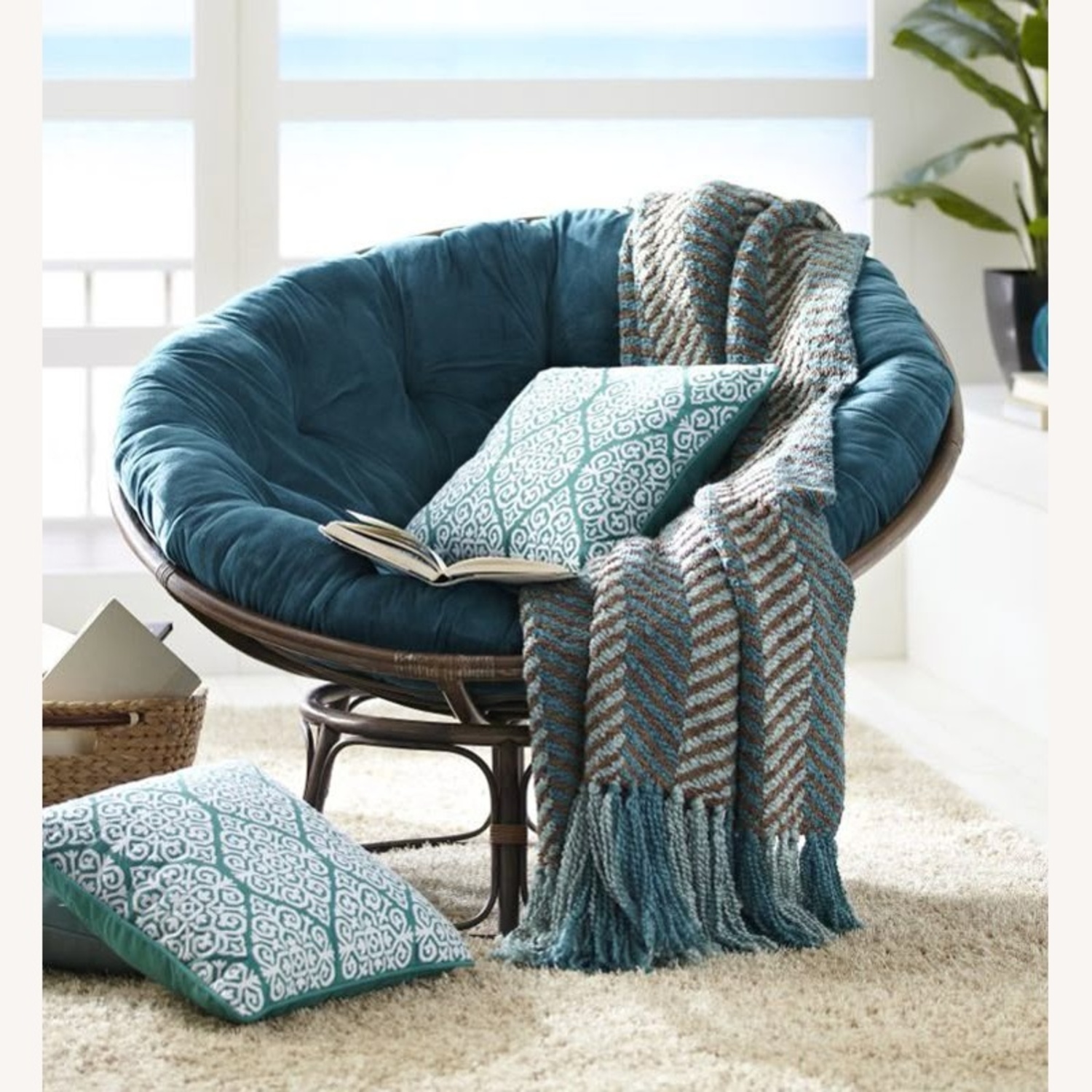 Pier 1 Papasan Indoor Chair W Cushion - image-8