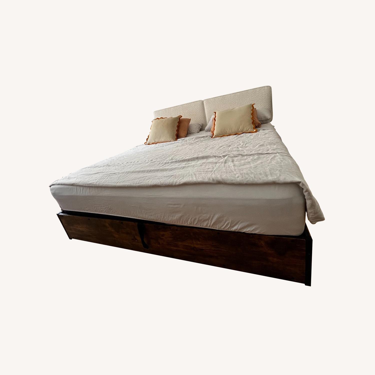 Lift Up Storage Bed with Wooden Slats Support - image-0