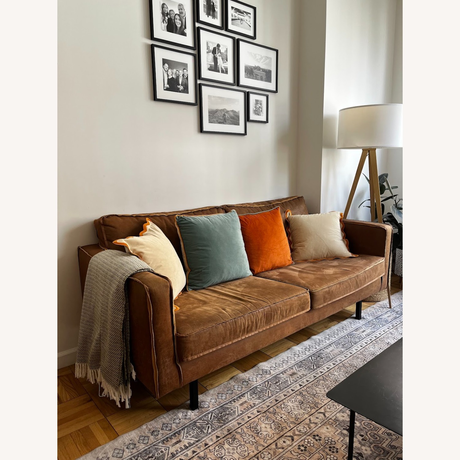 Brown Leather Sofa Three Seats - image-5