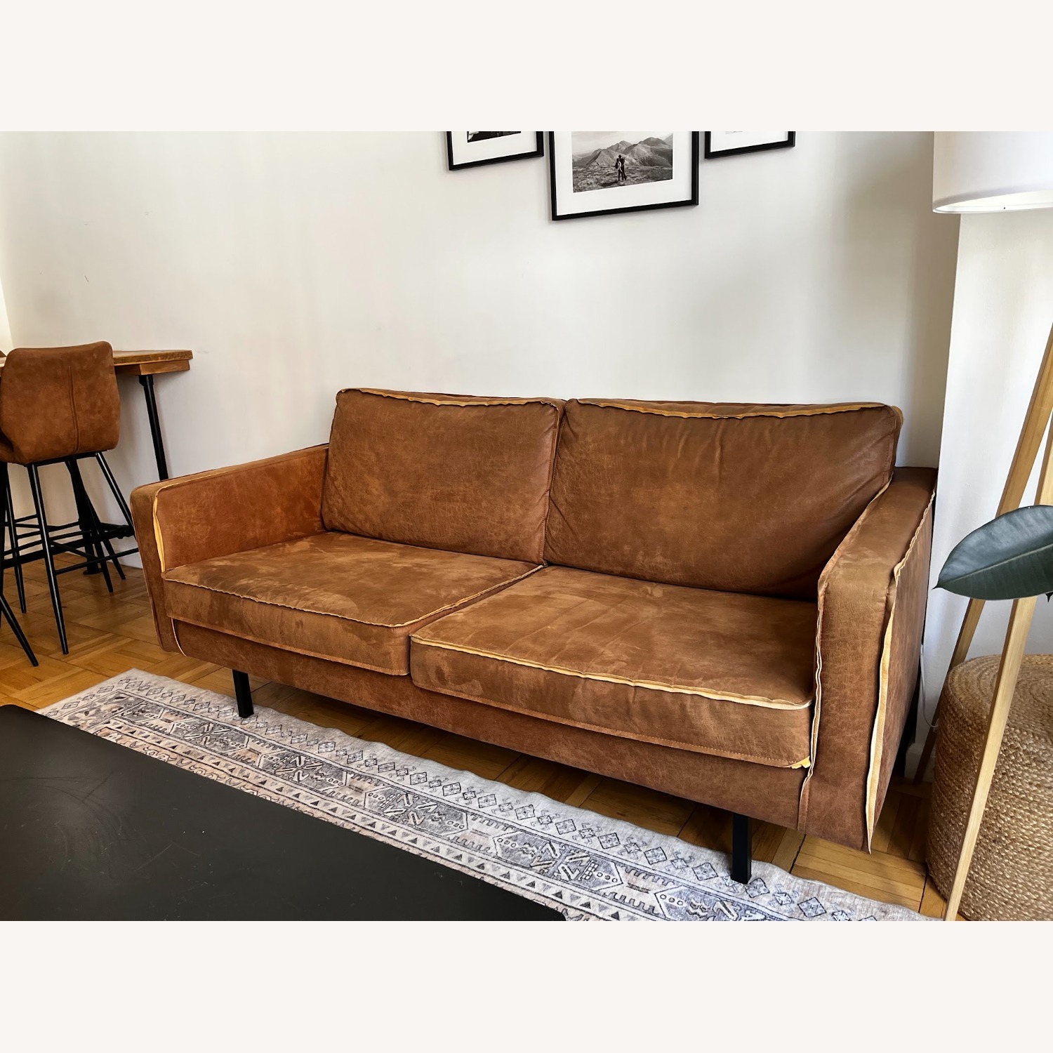 Brown Leather Sofa Three Seats - image-1