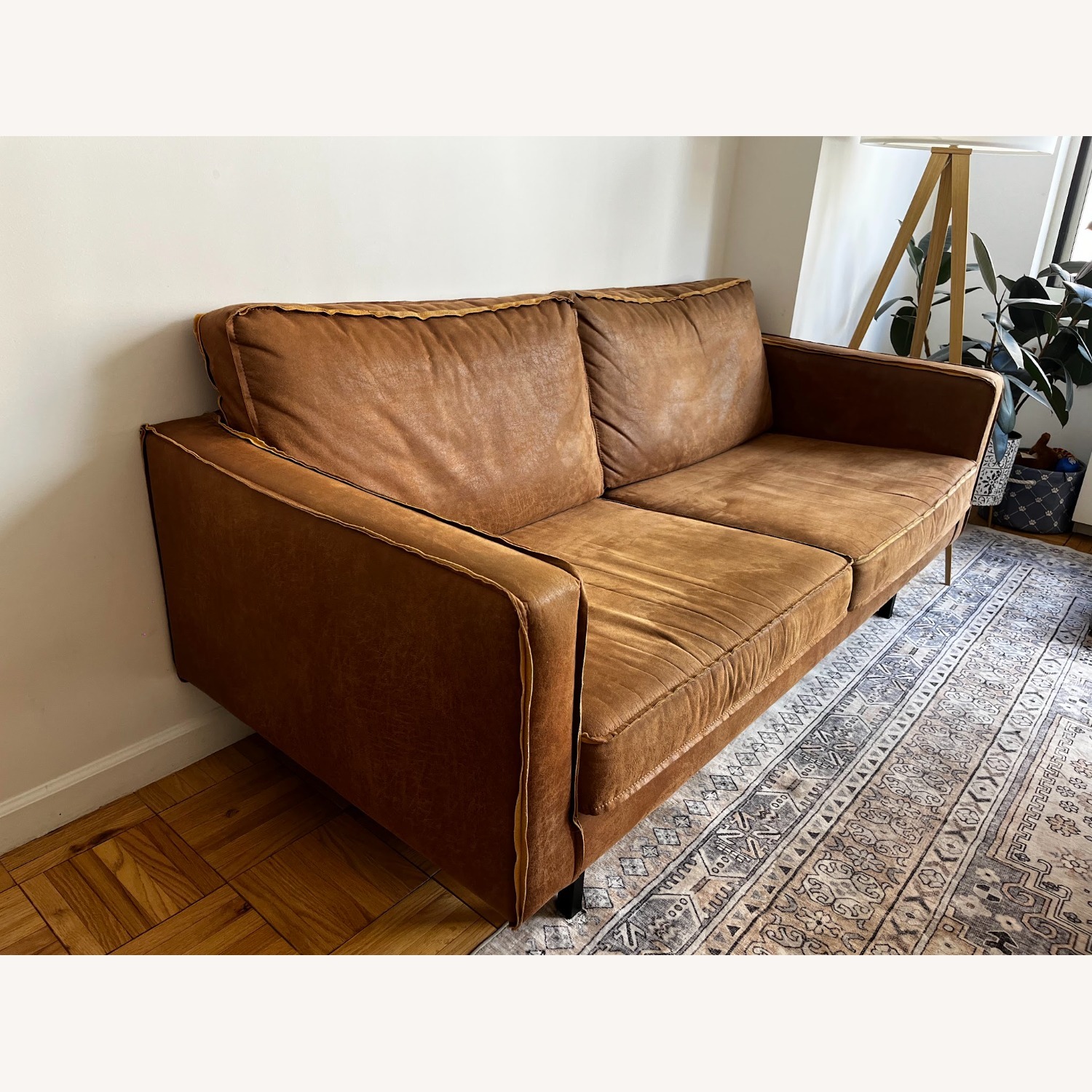 Brown Leather Sofa Three Seats - image-3