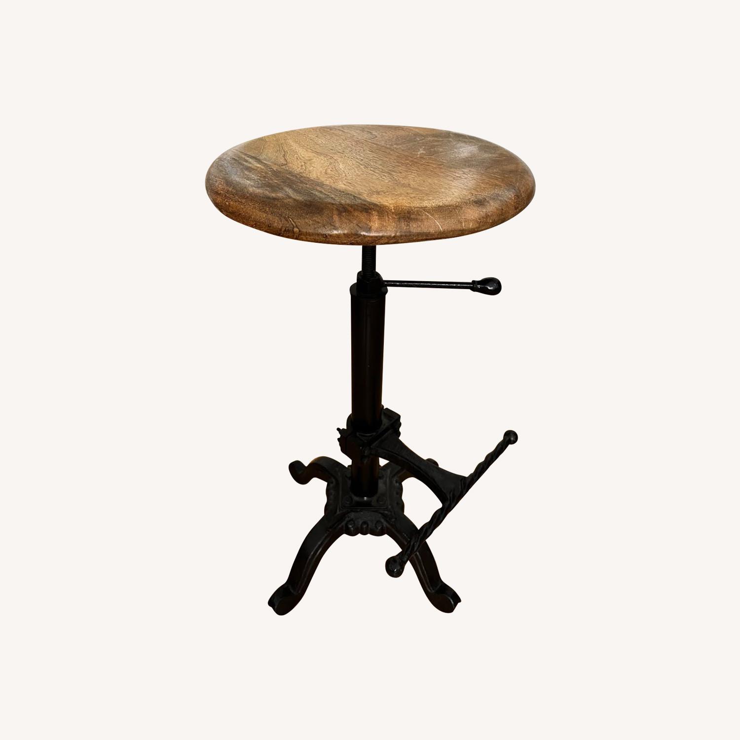 Set of 2 Bar Stools Wood and Metal - image-0