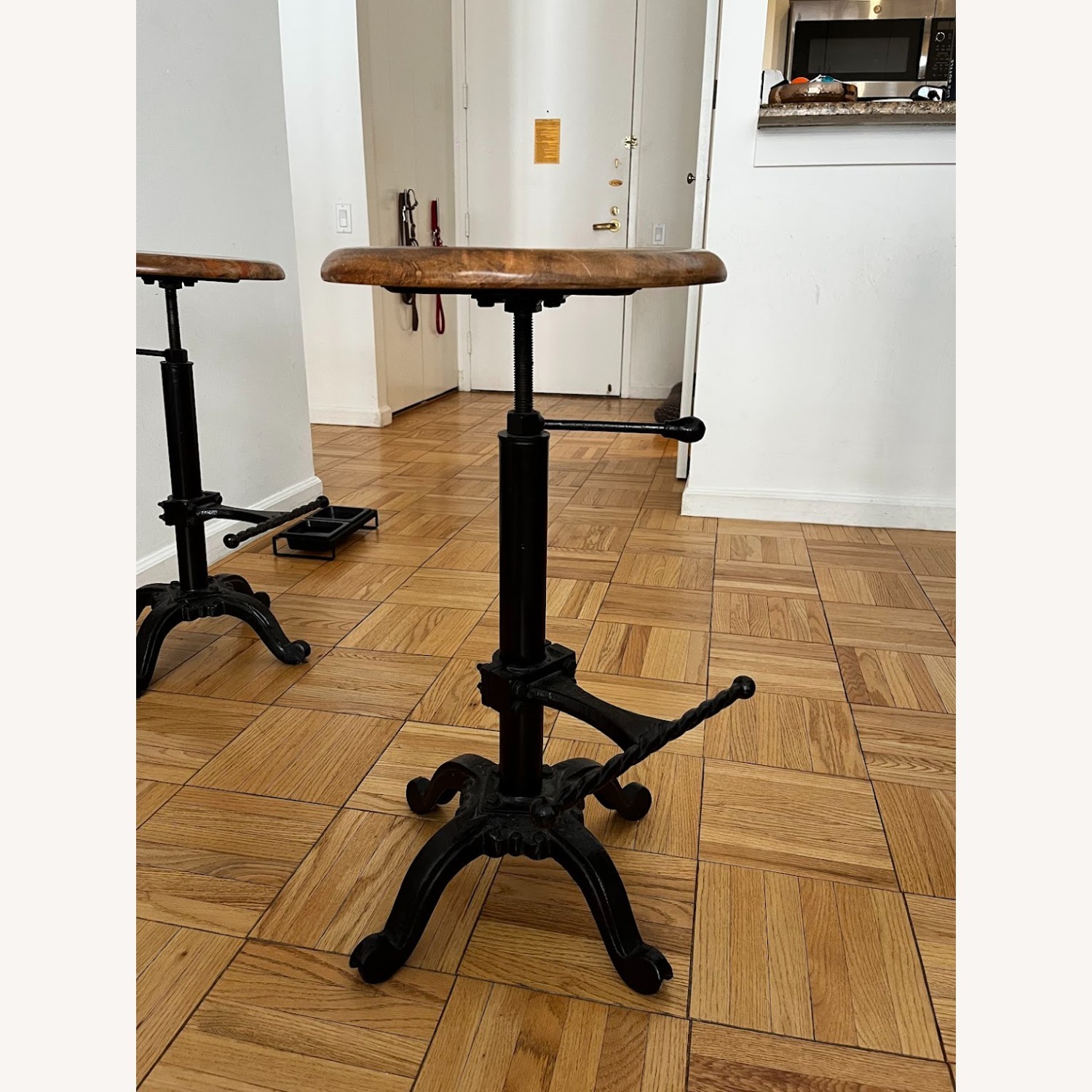 Set of 2 Bar Stools Wood and Metal - image-3