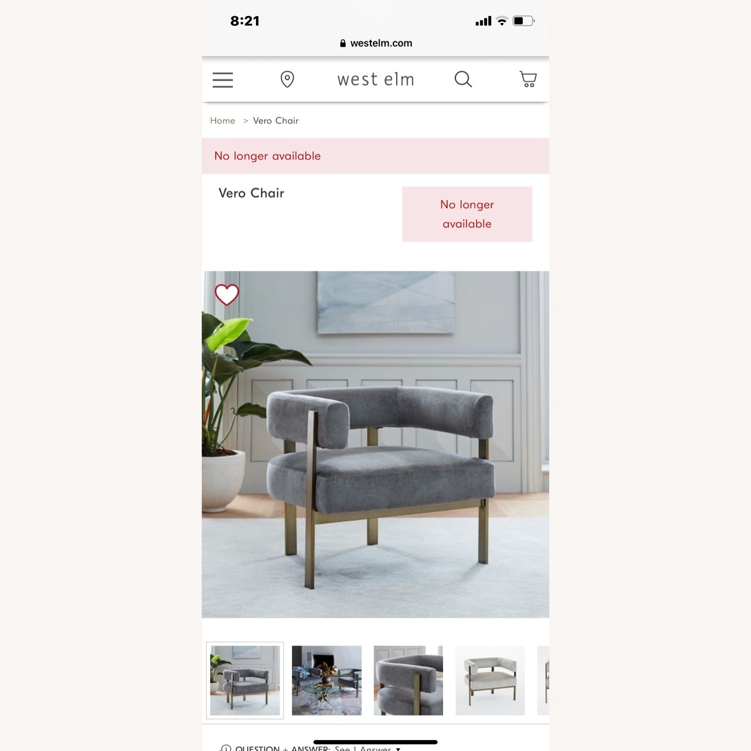 West Elm Vero Velvet Living Room Chair - image-2