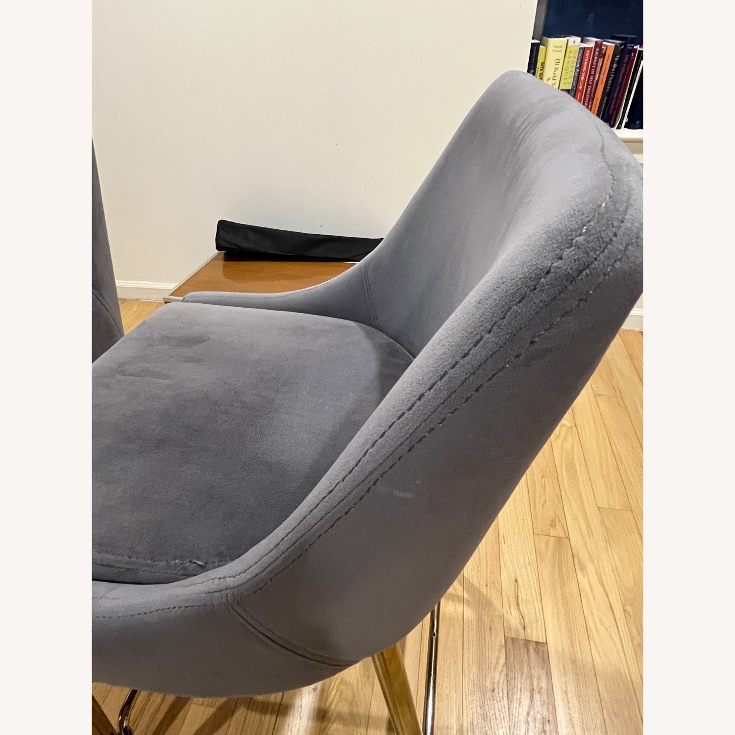 Plush Soft Grey Velvet Bar Stools - image-4