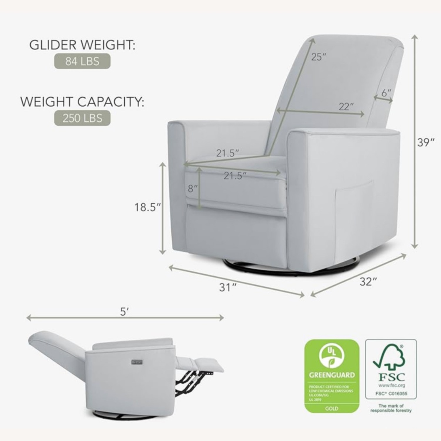 Rocking/Recliner/Swivel Nursery Chair - image-4