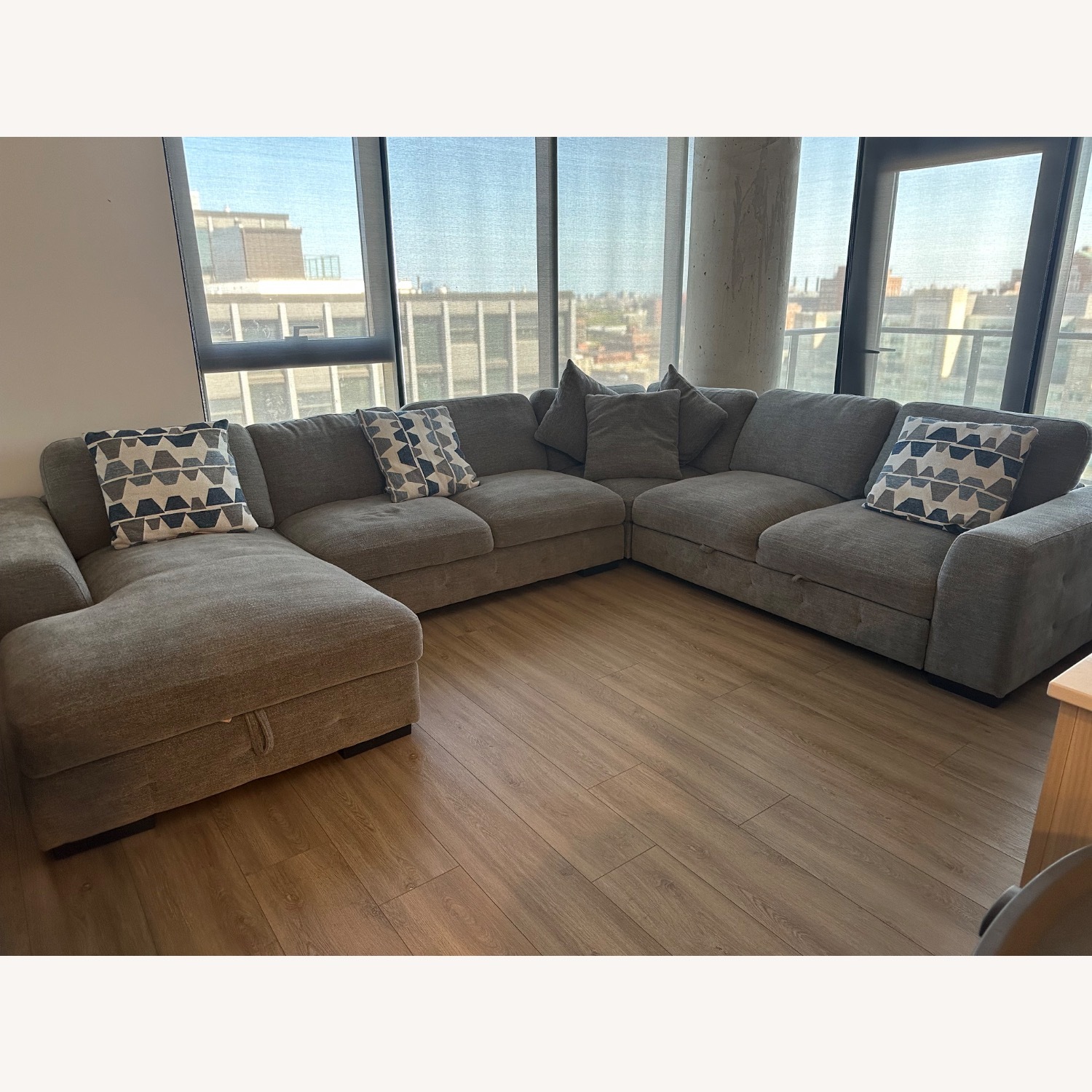 Playground Gray 145'' 4 Piece Left Arm Facing Pop-Up Sleeper Chaise Sectional - image-1