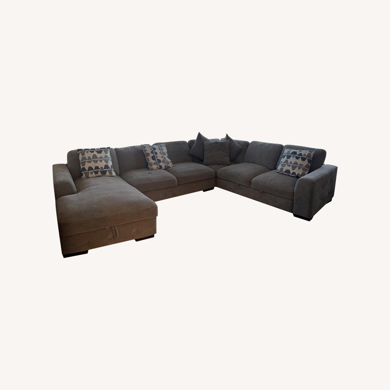 Playground Gray 145'' 4 Piece Left Arm Facing Pop-Up Sleeper Chaise Sectional - image-0
