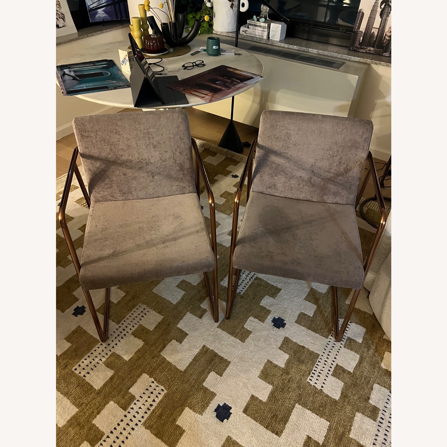 CB2 Rouka Chair Gray x2 Chairs - image-1