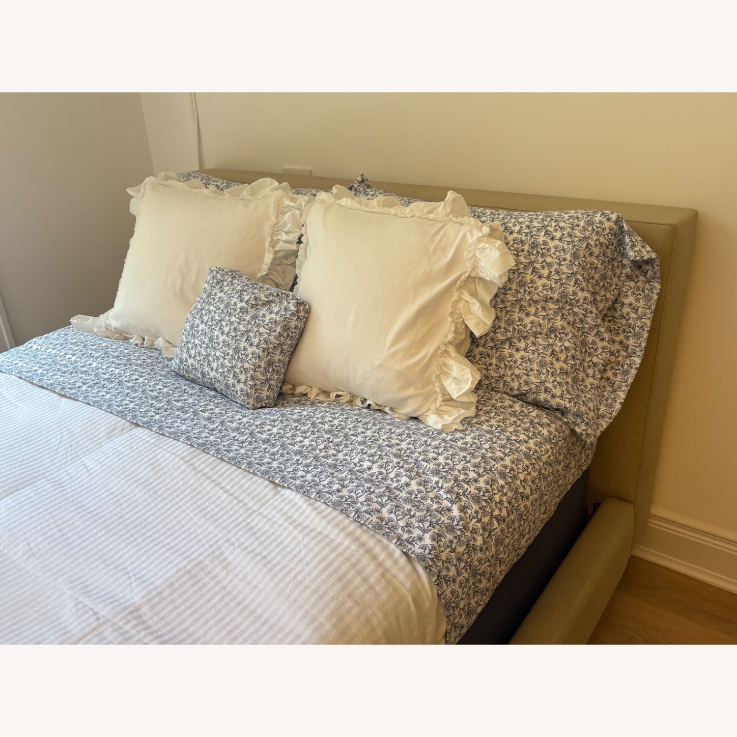 Crate & Barrel Upholstered Queen Bed - image-12