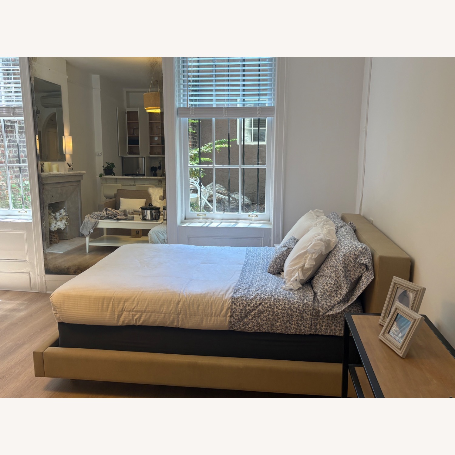 Crate & Barrel Upholstered Queen Bed - image-0