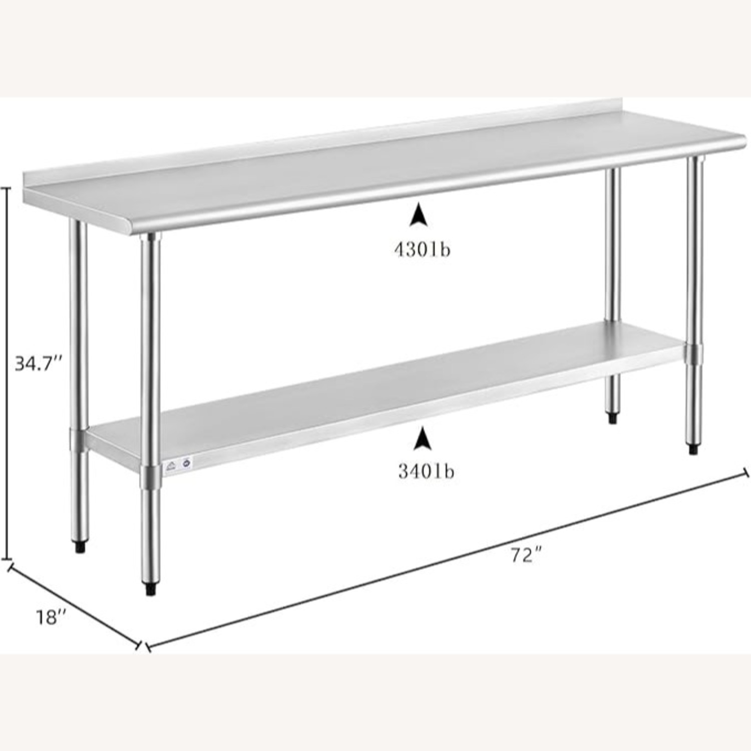 Durable Stainless Kitchen Table – 72" - image-1