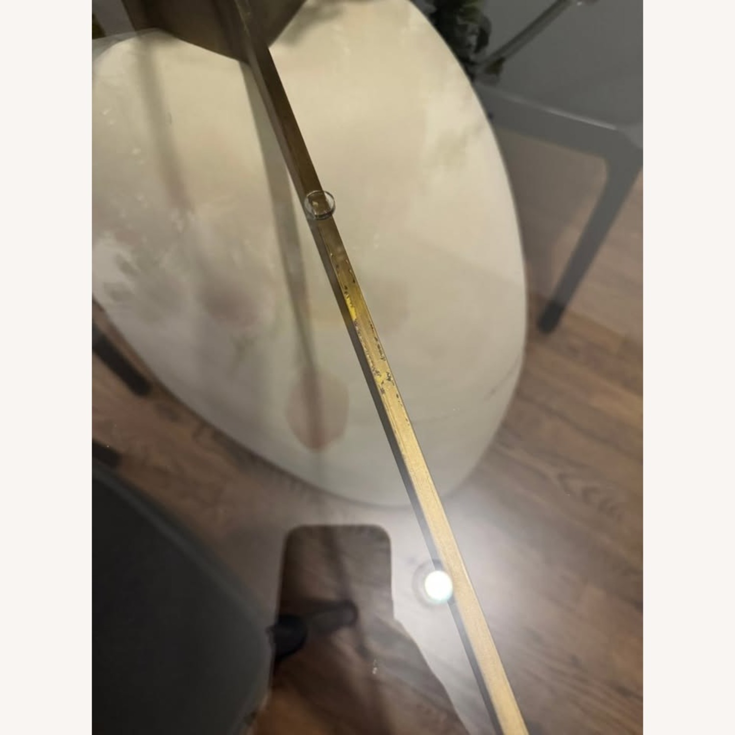 CB2 47" White Concrete & Glass Round Dining Table - image-1