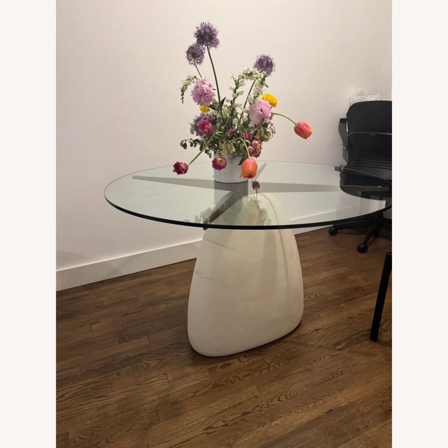 CB2 47" White Concrete & Glass Round Dining Table - image-4