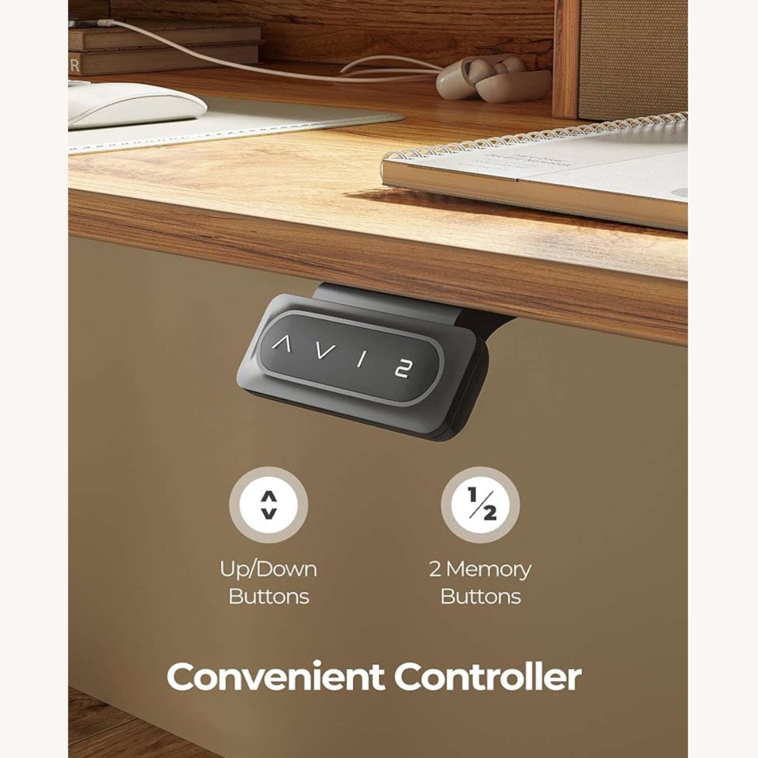 Electric Standing Desk with Double Drawer - image-5