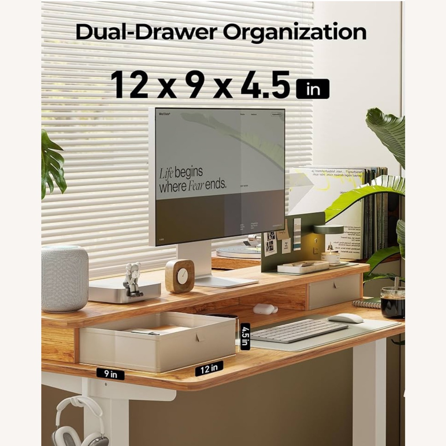 Electric Standing Desk with Double Drawer - image-4