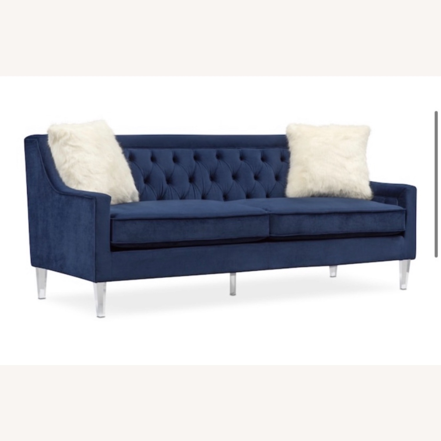 Tufted Blue Velvet Couch - image-3