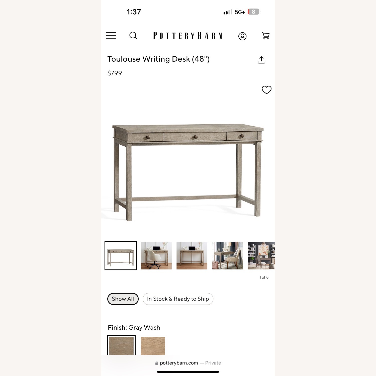 Pottery Barn Toulouse Desk - image-1