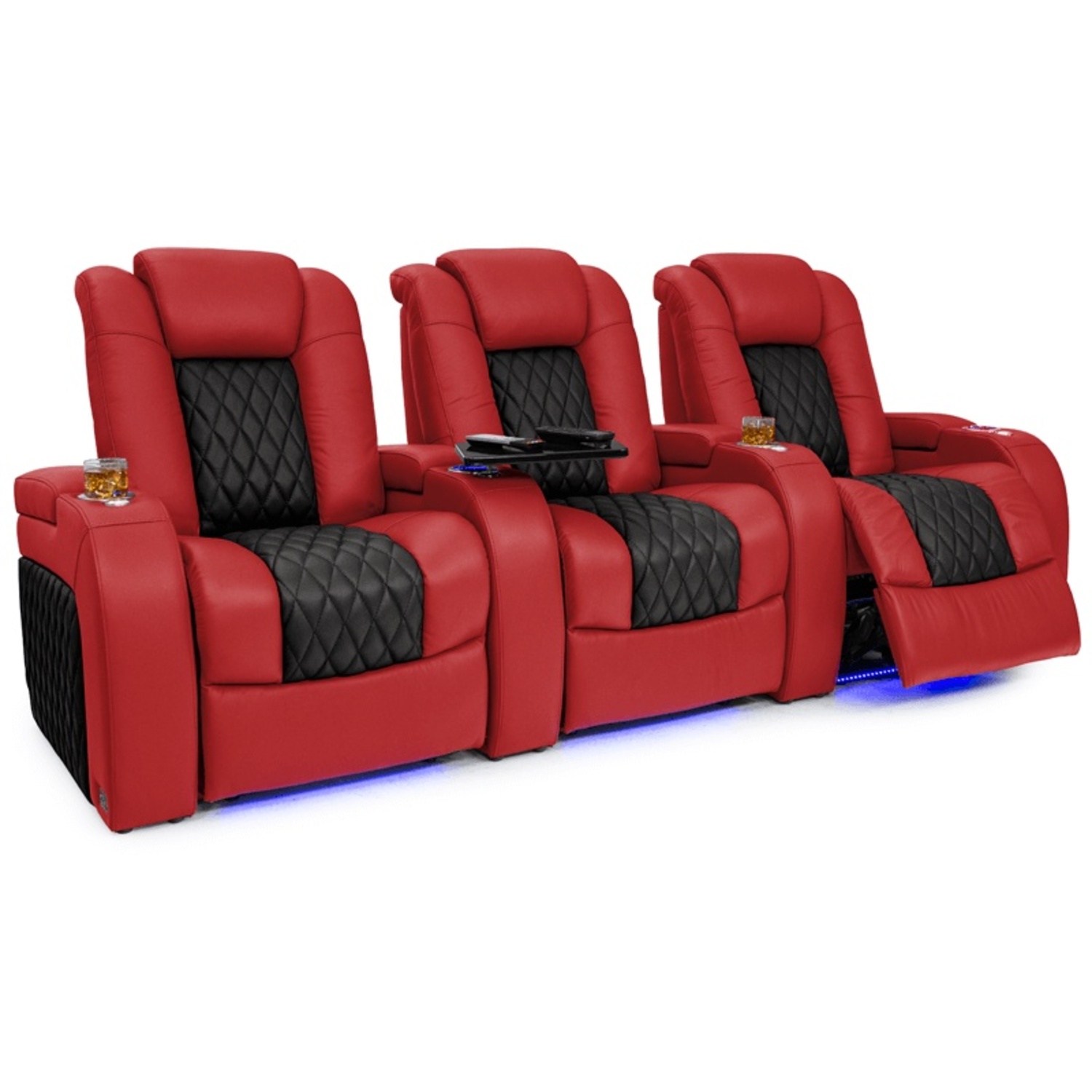 Diamante CoolZero Two-Tone Italian Leather Your Choice Home Theater Seats - image-6