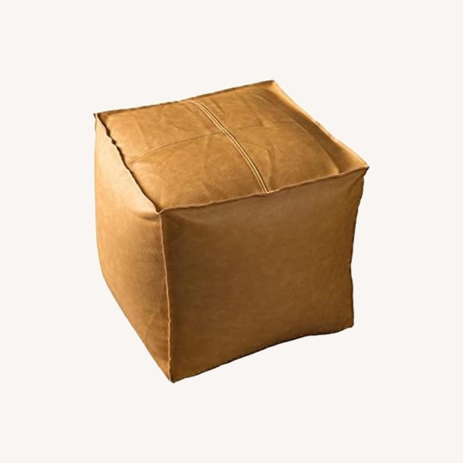 Leather Pouf Ottoman x 2 - image-0