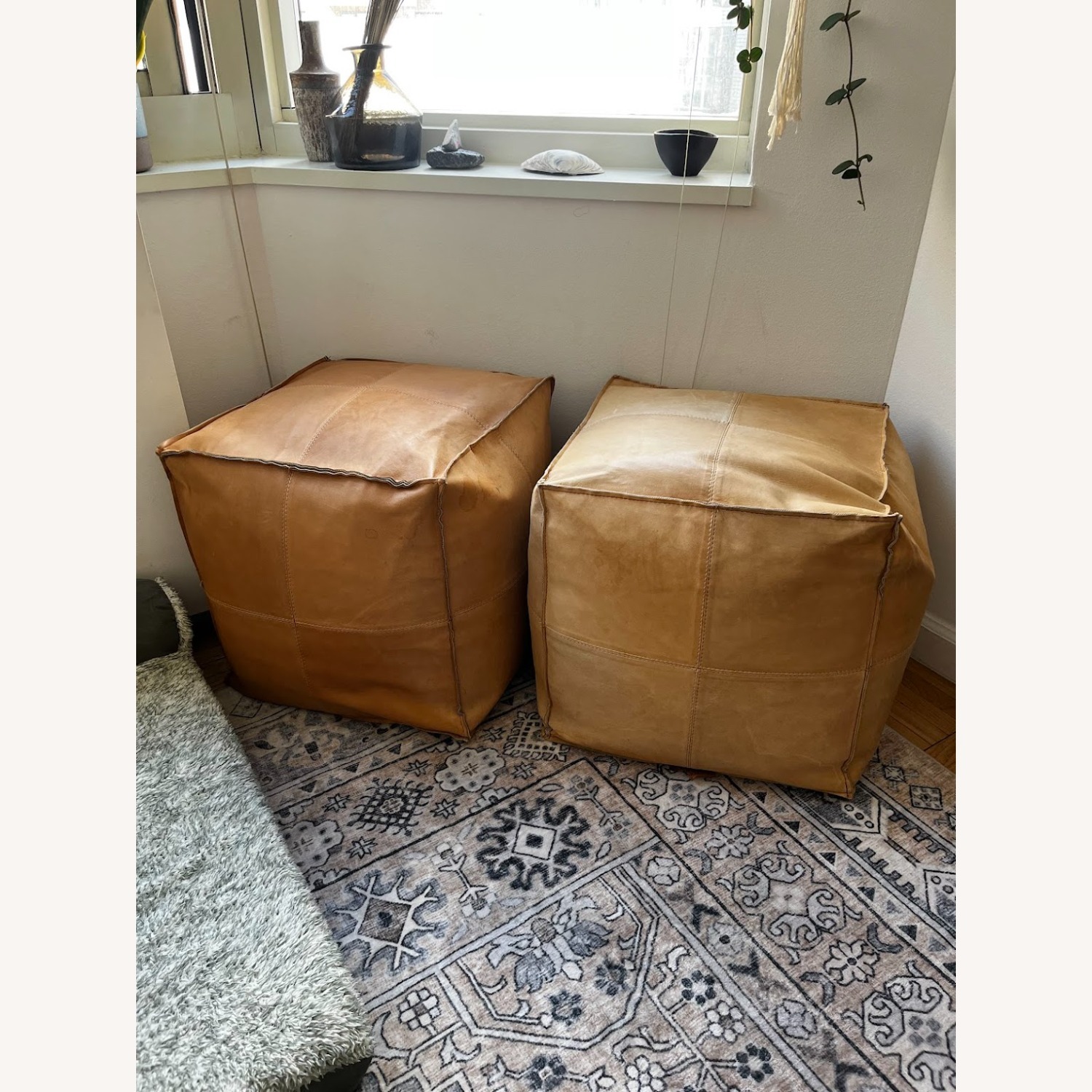 Leather Pouf Ottoman x 2 - image-2