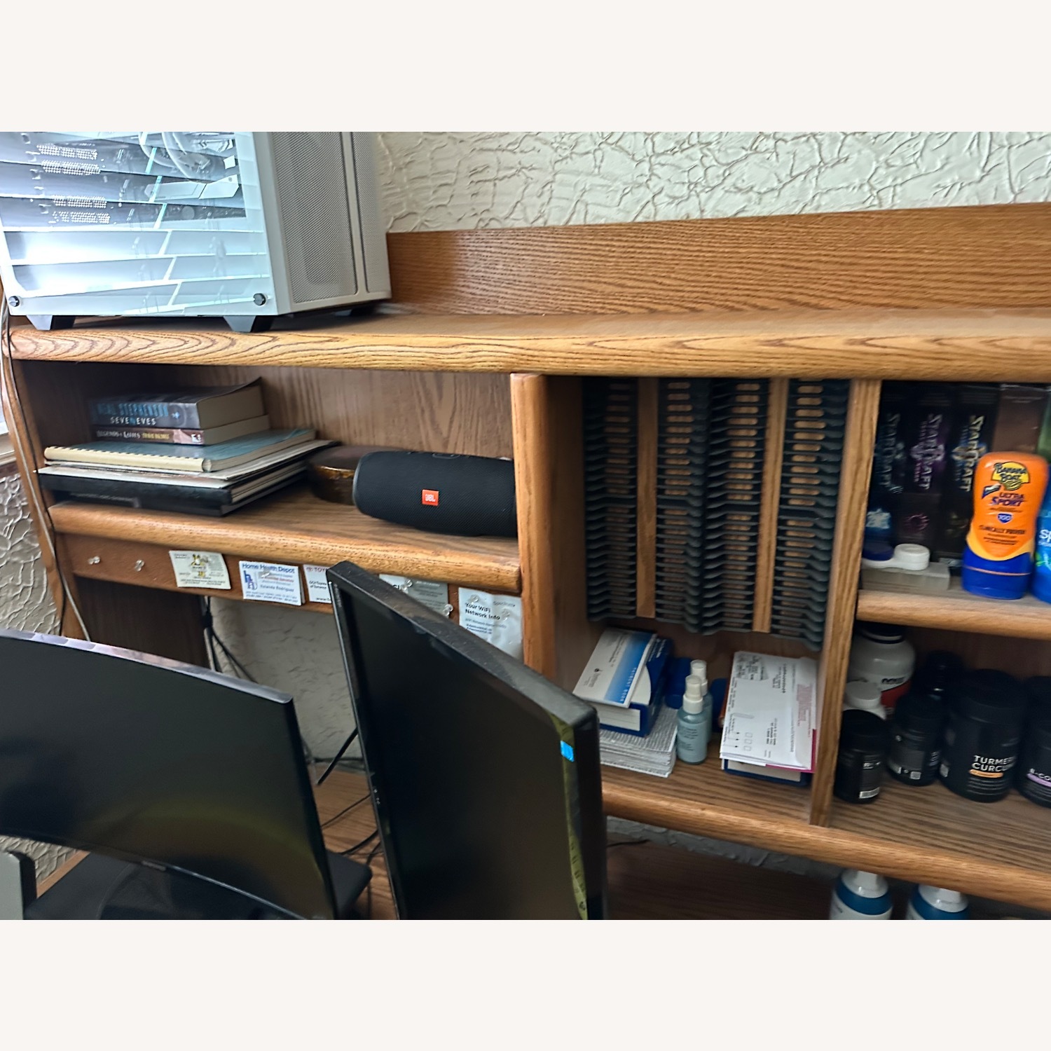 Wood Computer Desk W Adjustable Shelves - image-2