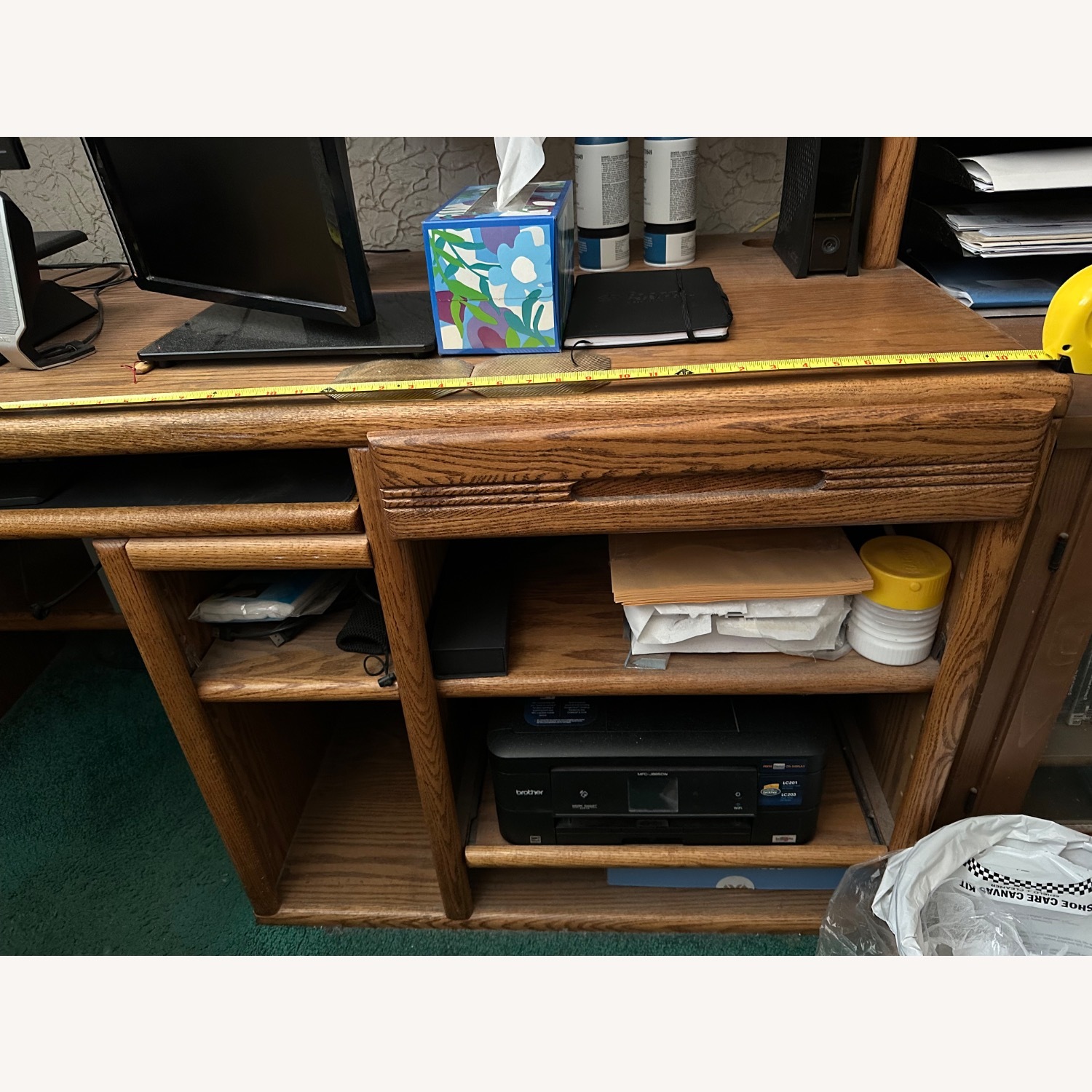 Wood Computer Desk W Adjustable Shelves - image-4