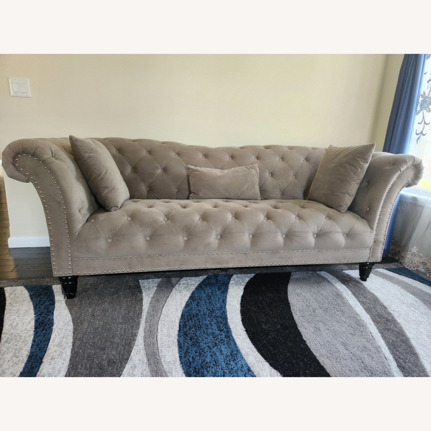 Value City Furniture Marisol Gray Velvet Sofa - image-1