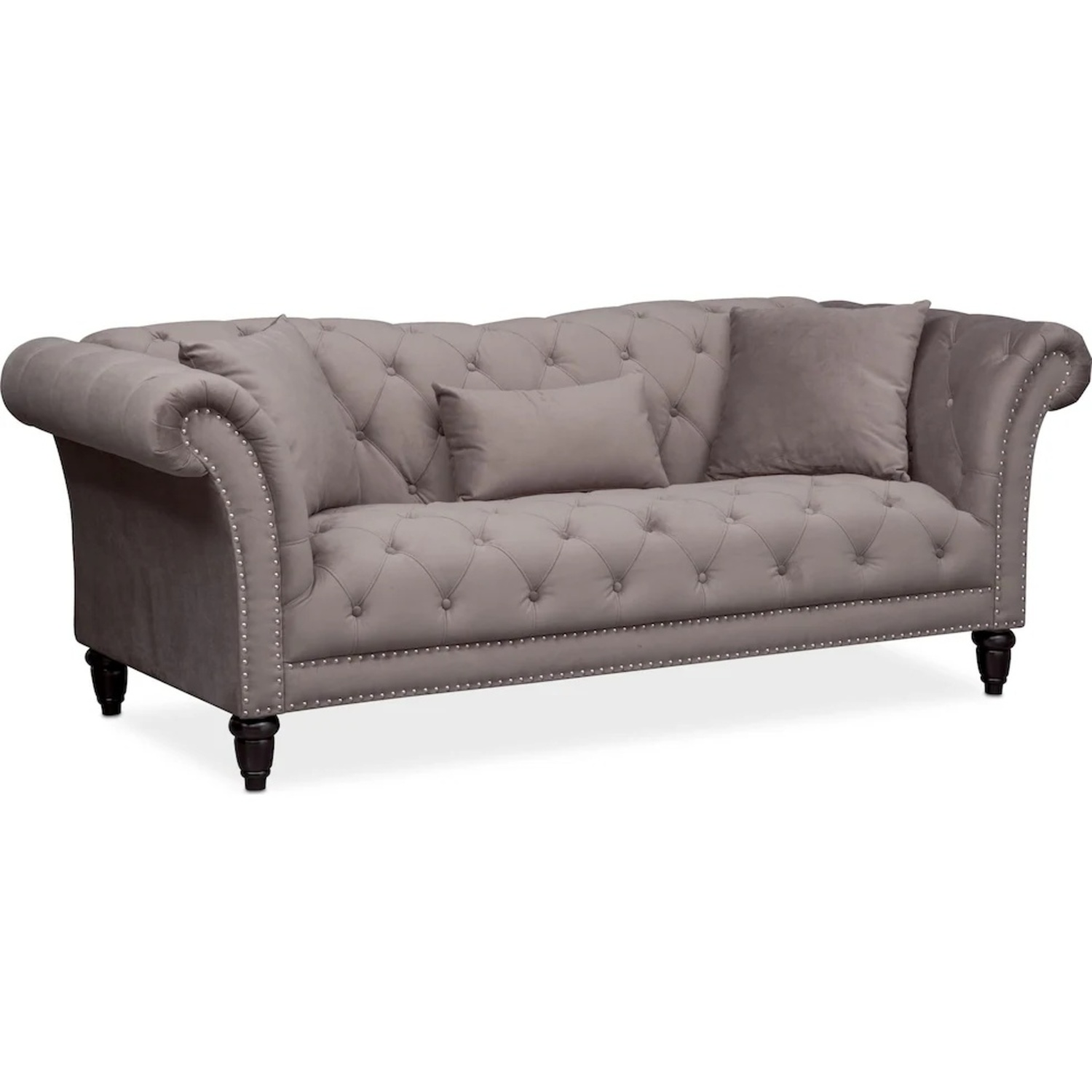 Value City Furniture Marisol Gray Velvet Sofa - image-4