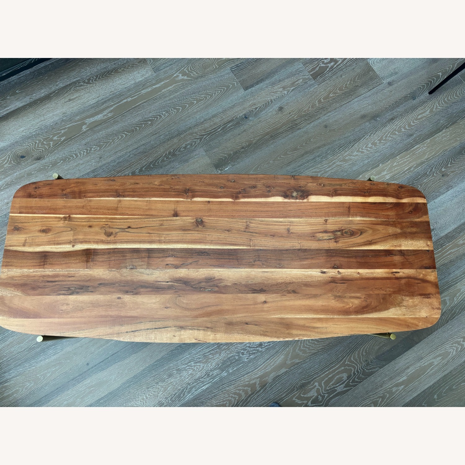 CB2 Acacia Wood Coffee Table with Gold Legs - image-2