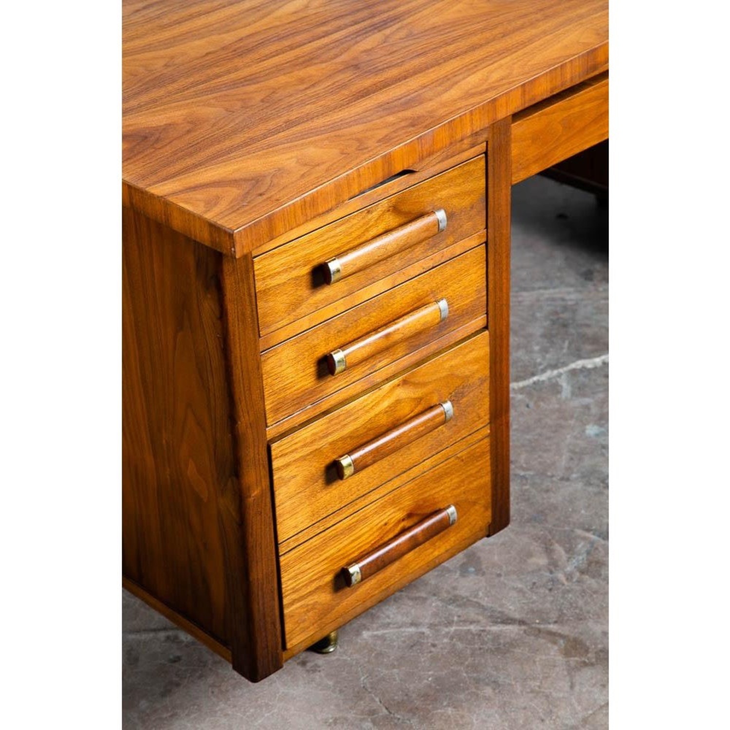 Mid Century Modern Walnut 9 Drawer Executive Desk - image-2